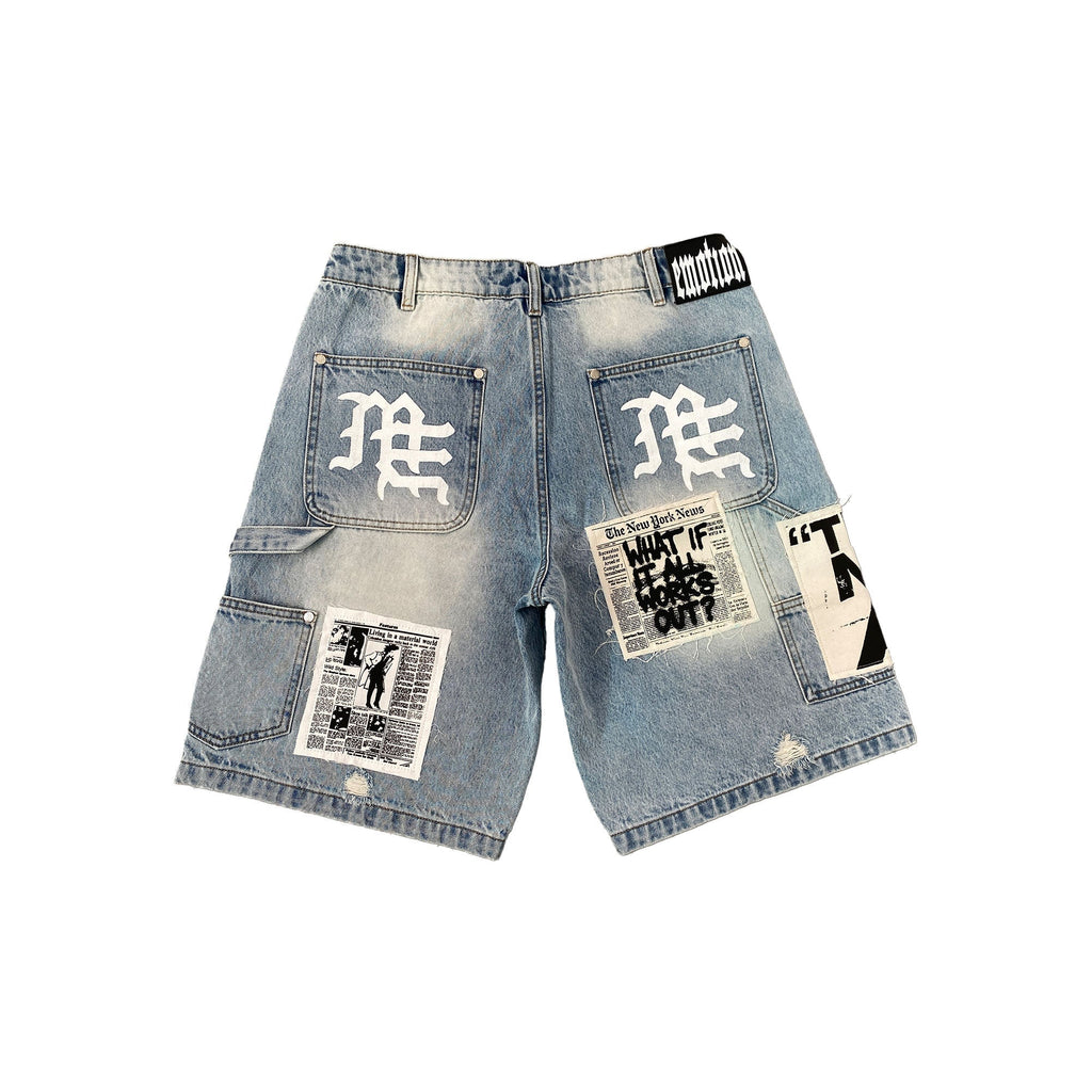 Mixed Emotions Blue “AI” Denim Shorts