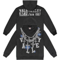 Vale Forever Graphic Pullover Hoodie (Washed Black / Rhinestone Chain & Cross Motifs)